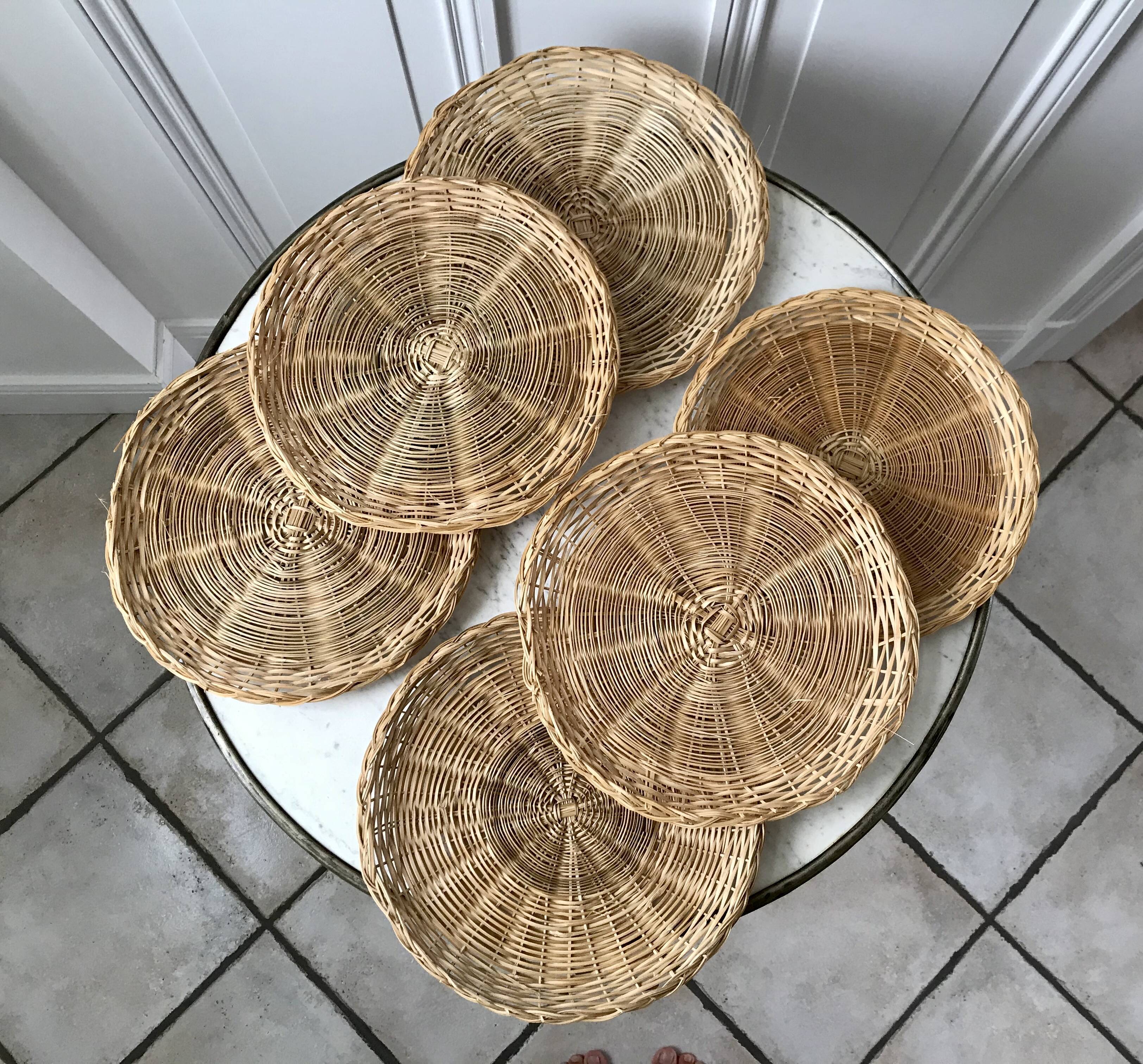 Ensemble de 6 dessous d'assiettes en rotin champêtre