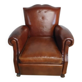 Fauteuil club dossier moustache, pieds lion
