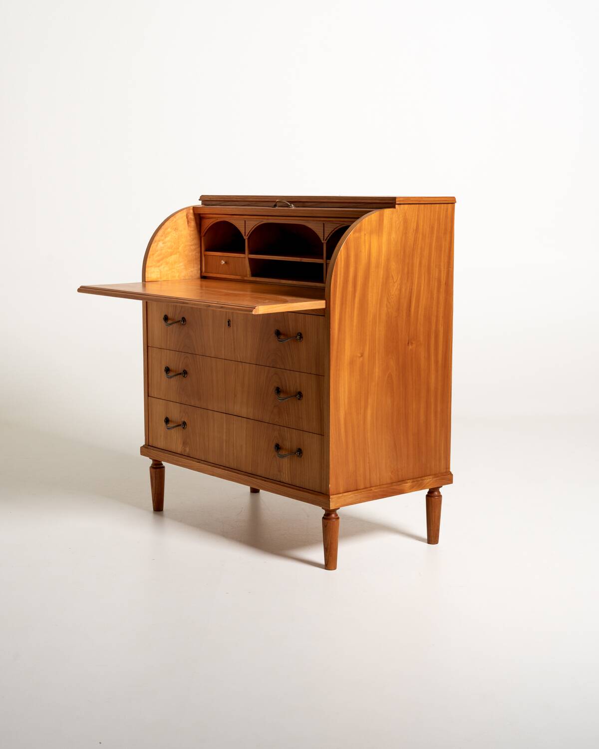 Vintage Scandinavian elm secretary, 1950s