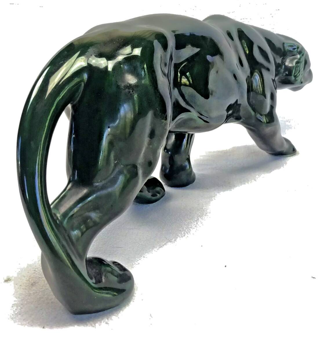 Ancienne statue statue lionne tigre Art Déco 1930 craquelé Saint Clément