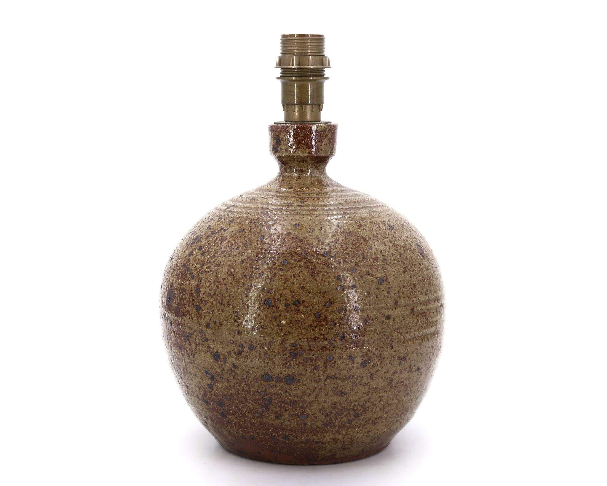 Lampe boule de potier en grès pyrité de Guy Baudat, années 70