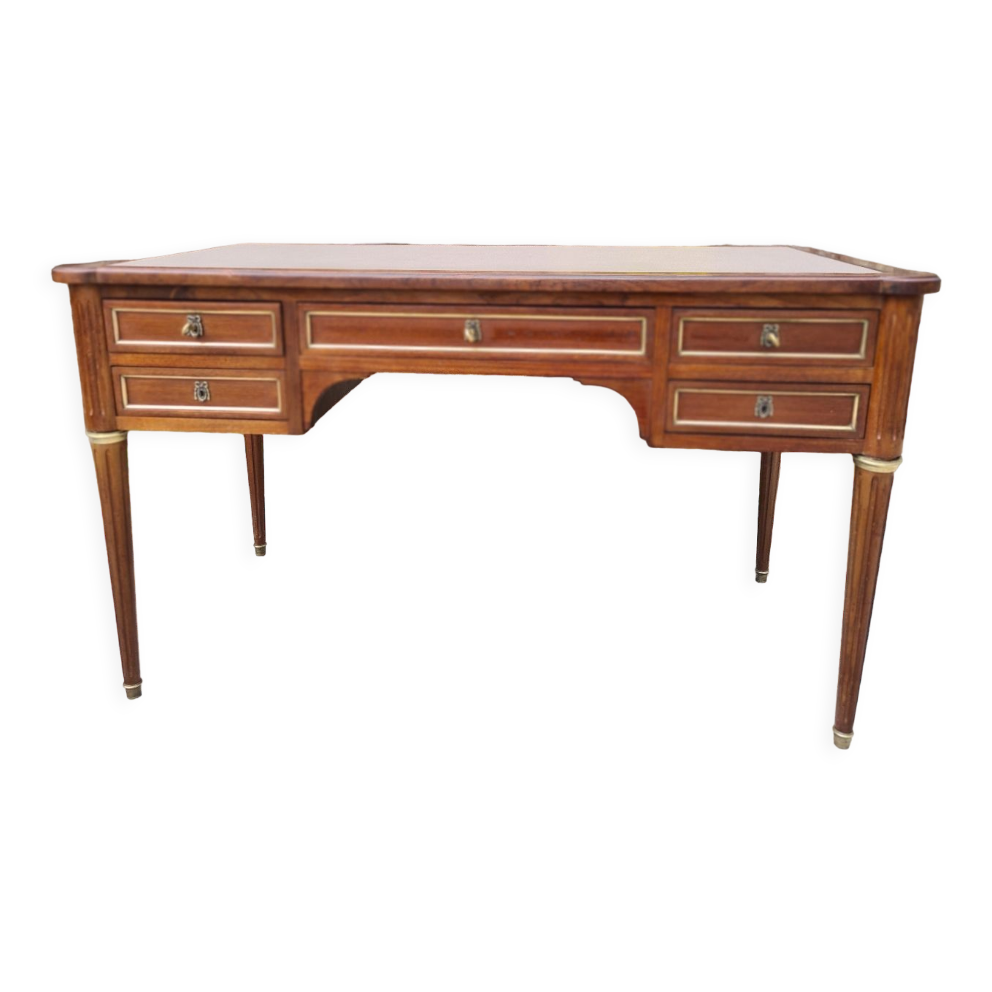 Double-sided mahogany flat desk in louis xvi style