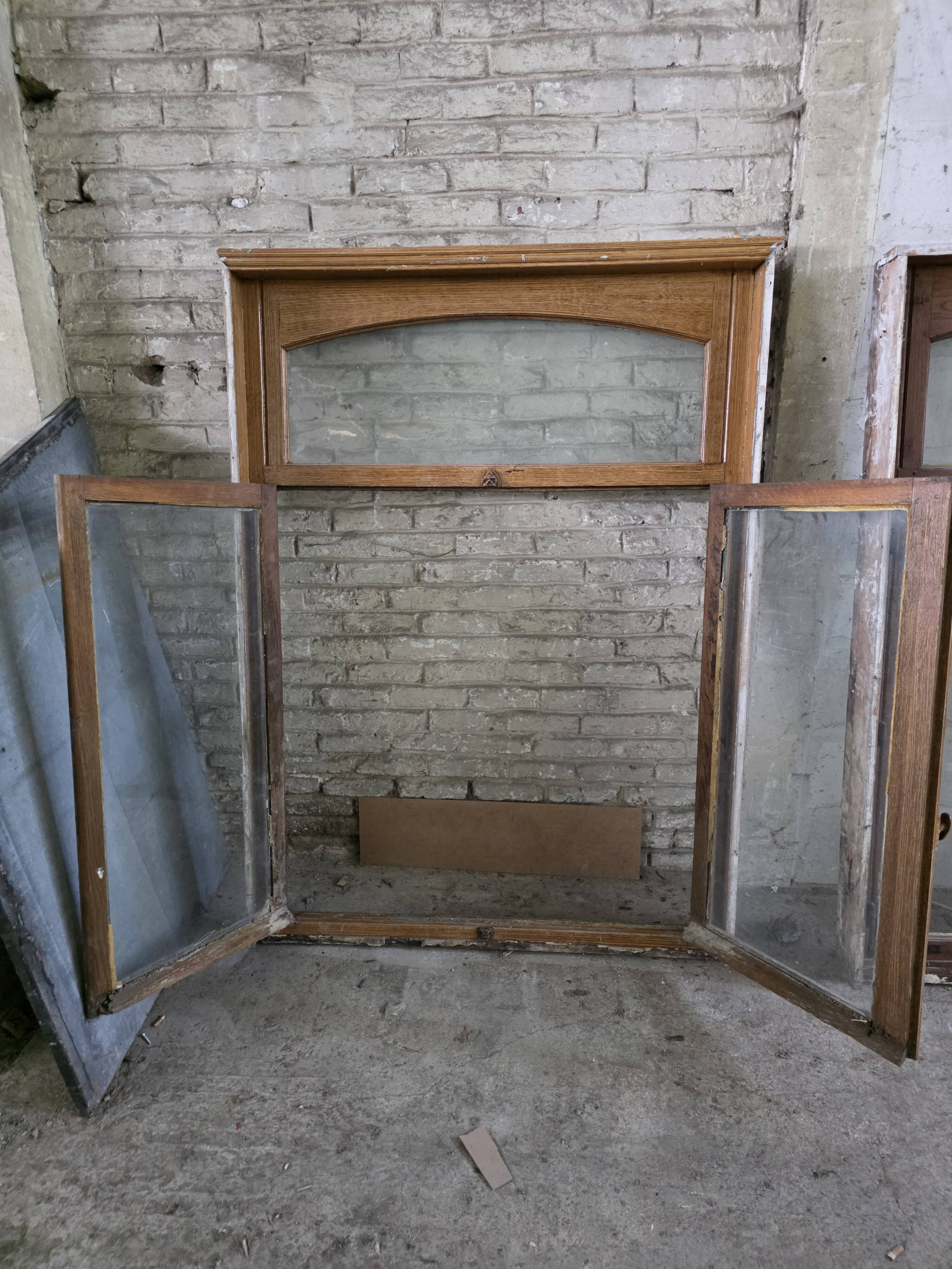Pair of solid oak windows from the early 20th century.