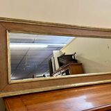 Rectangular mirror in natural wood and gilded wood