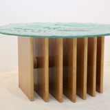 Table basse Heinz Lilienthal avec plateau en verre sculptural