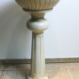 Planter on foot in enamelled metal