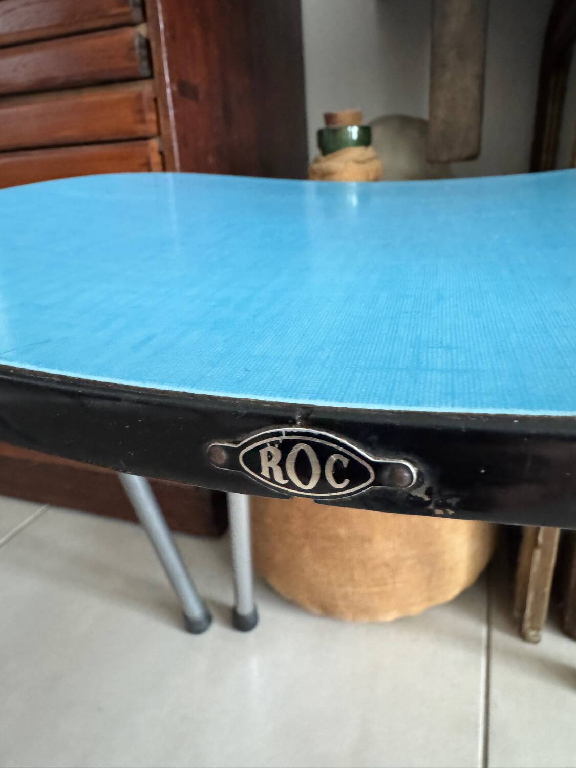 Pair of vintage blue Formica chairs