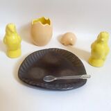 Set salt pepper mustard ceramic 60s