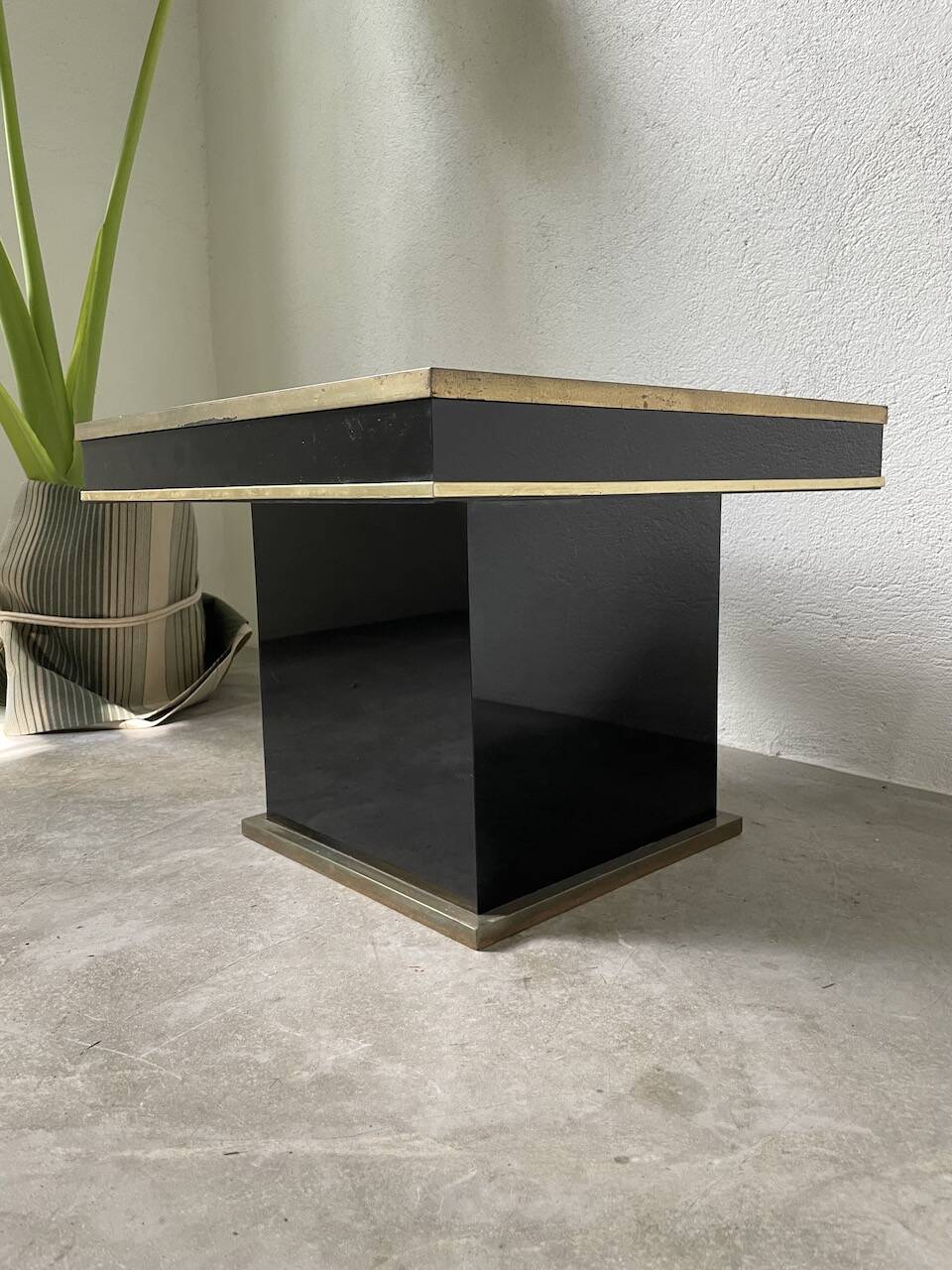 Black lacquer and brass console coffee table