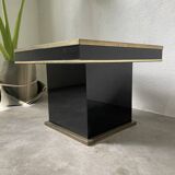 Table basse console appoint en laque noire et laiton