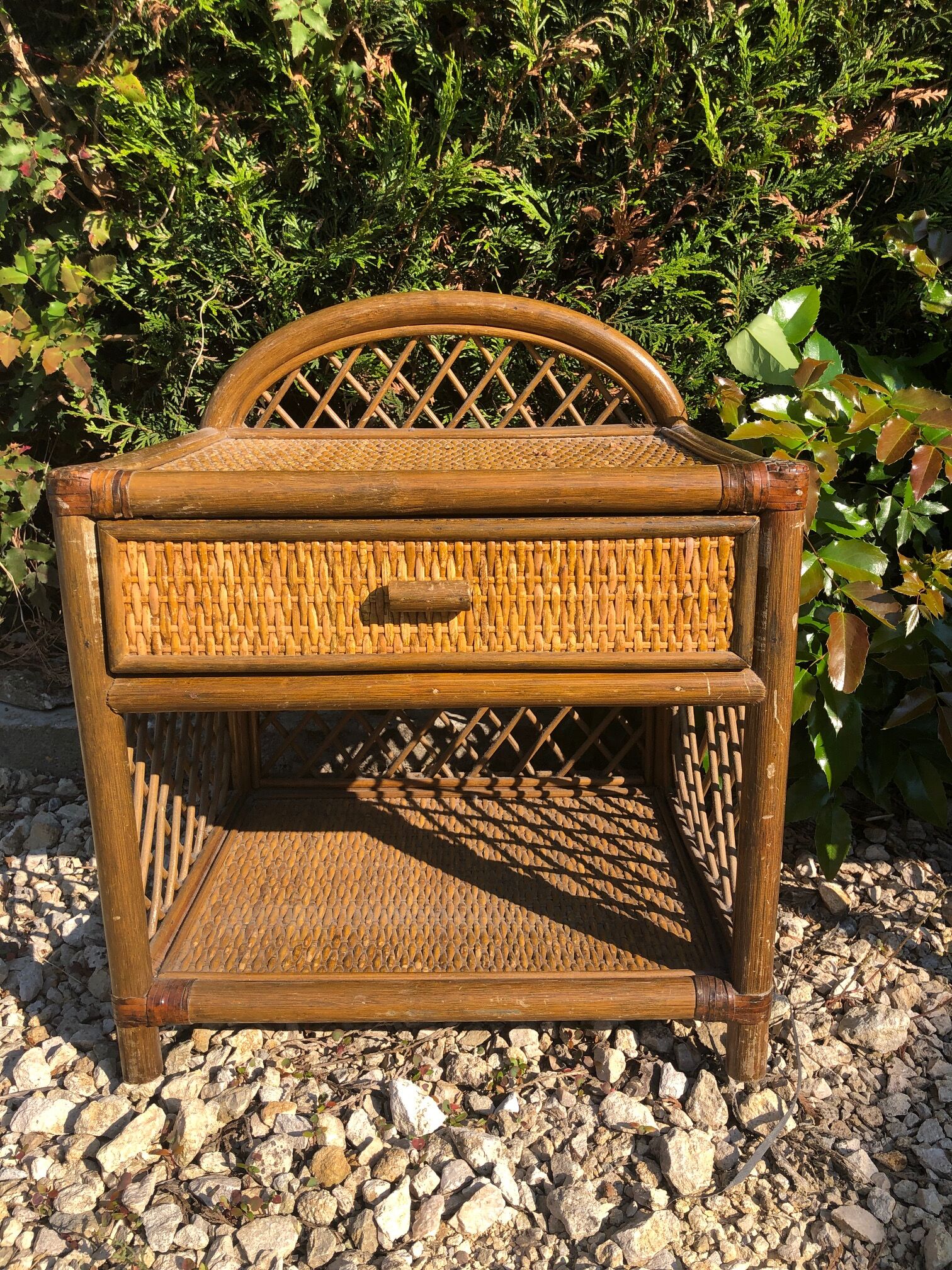 Pair of rattan bedsides