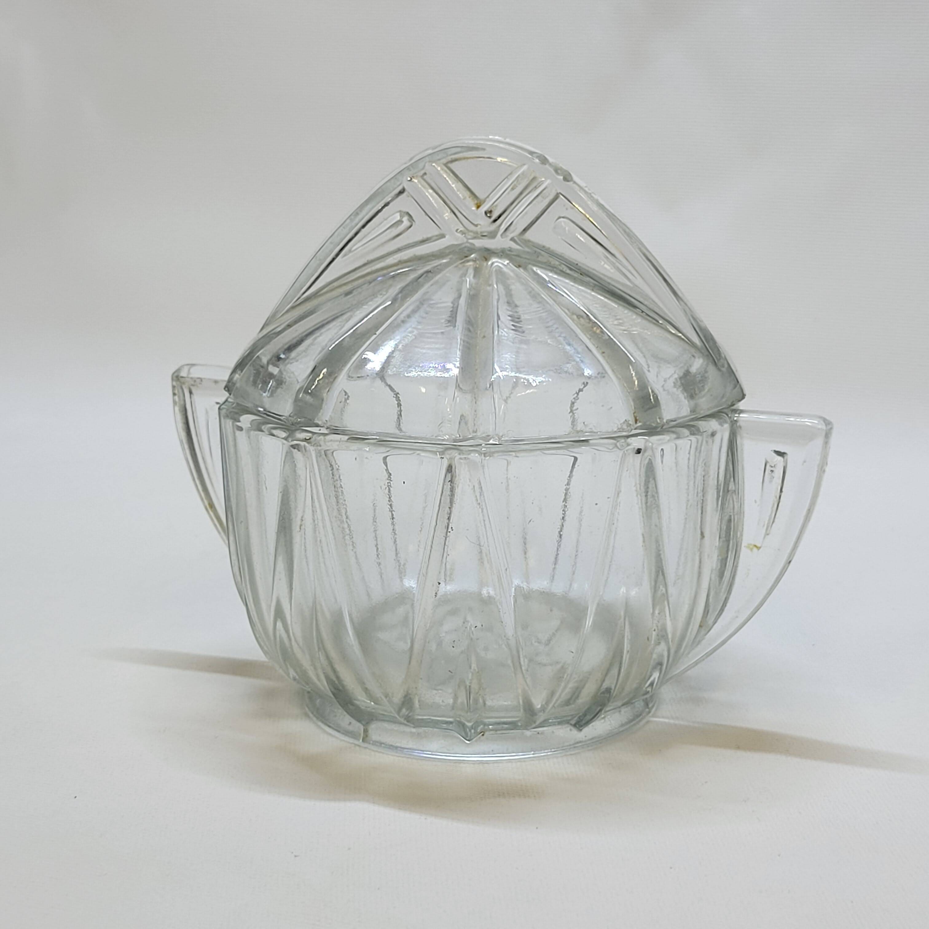 Art deco sugar bowl in molded pressed glass