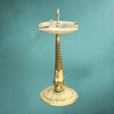 Antique fish-shaped ashtray on a stand in gilded brass and onyx (4.464 kg)
