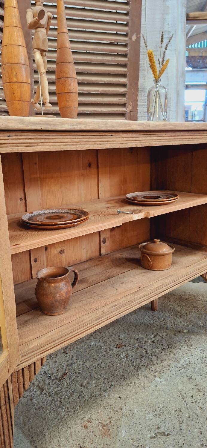 Old glass sideboard on legs