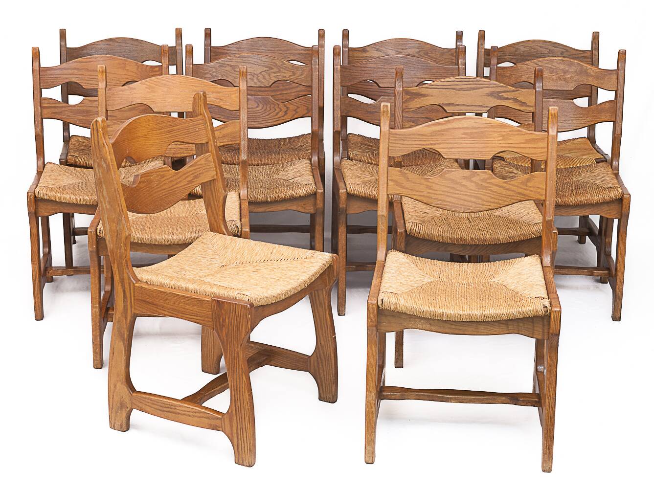 Set of 12 Guillerme and Chambron chairs