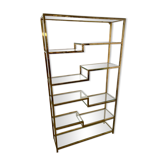 Ancienne étagère en métal doré laiton geometrique bibliothèque design années 80 vintage