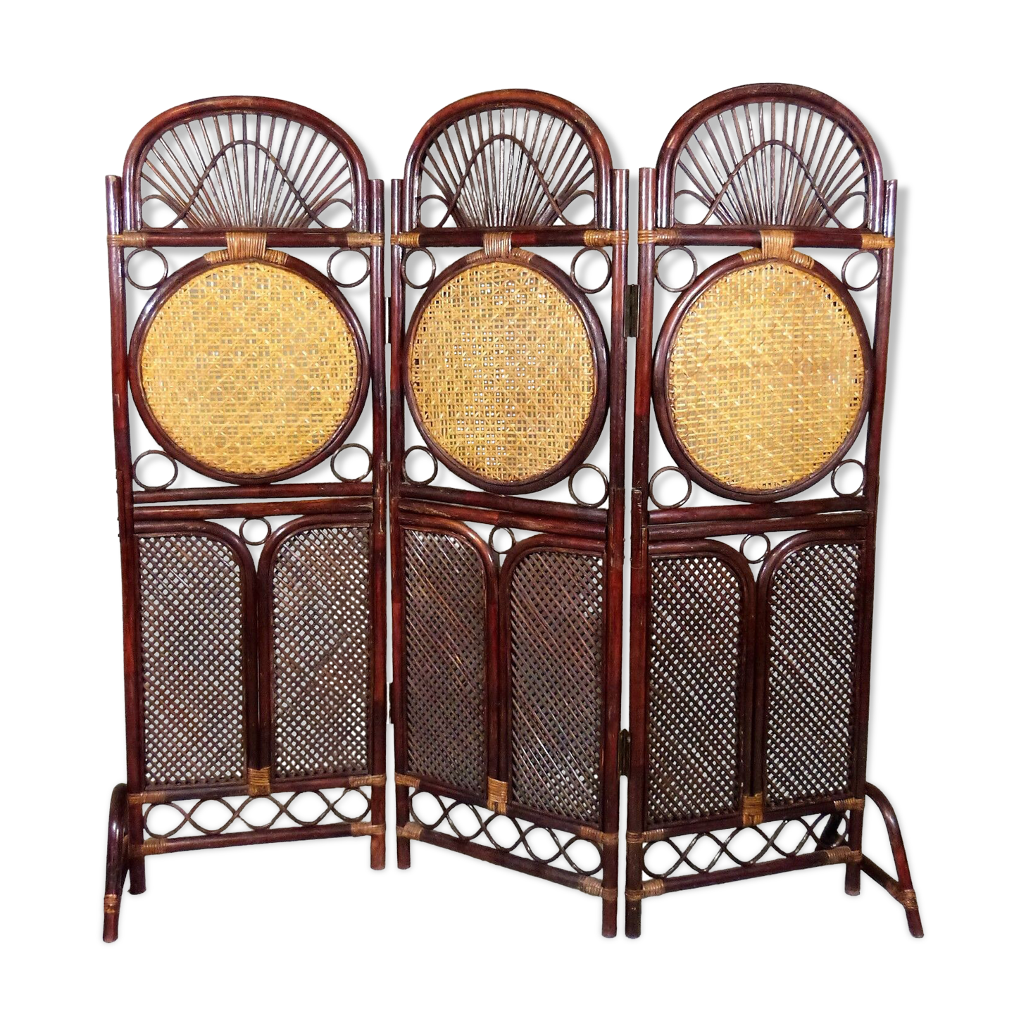 Rattan & wicker folding screen - room divider, 1930’s