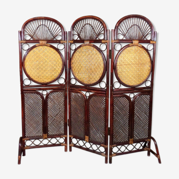 Rattan & wicker folding screen - room divider, 1930’s