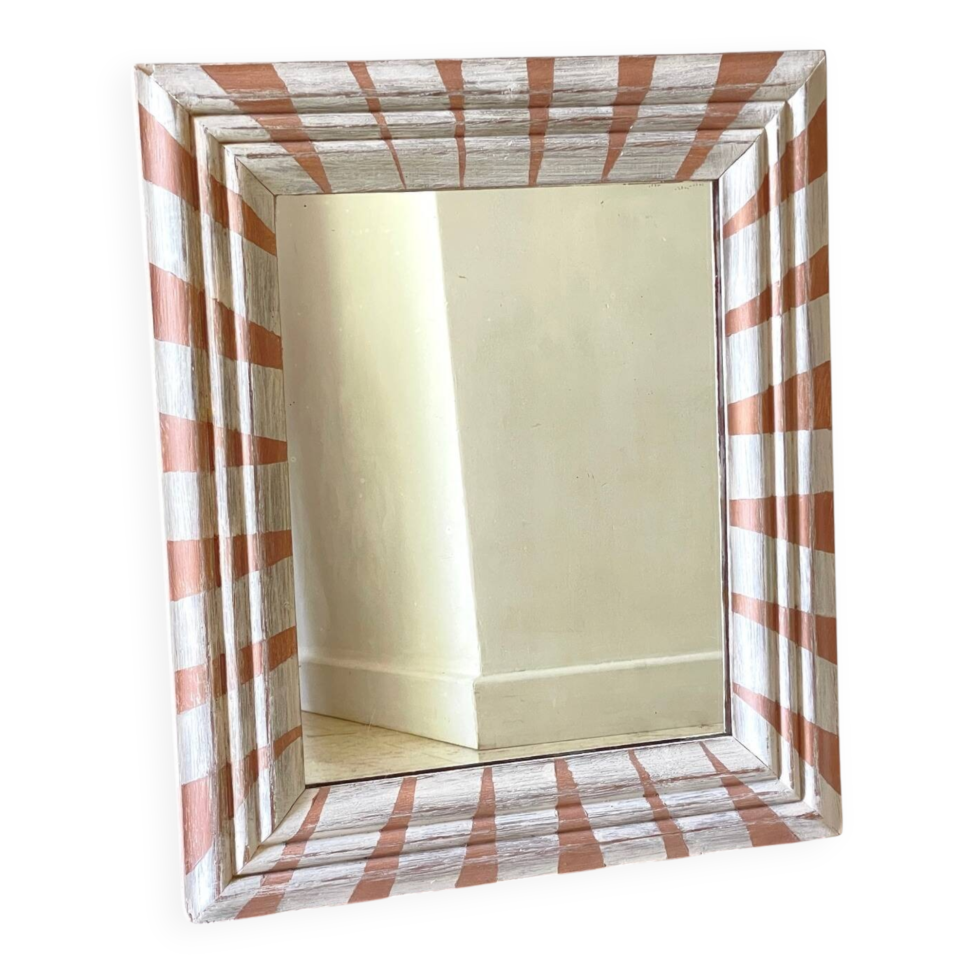 Antique wooden mirror hand-painted.