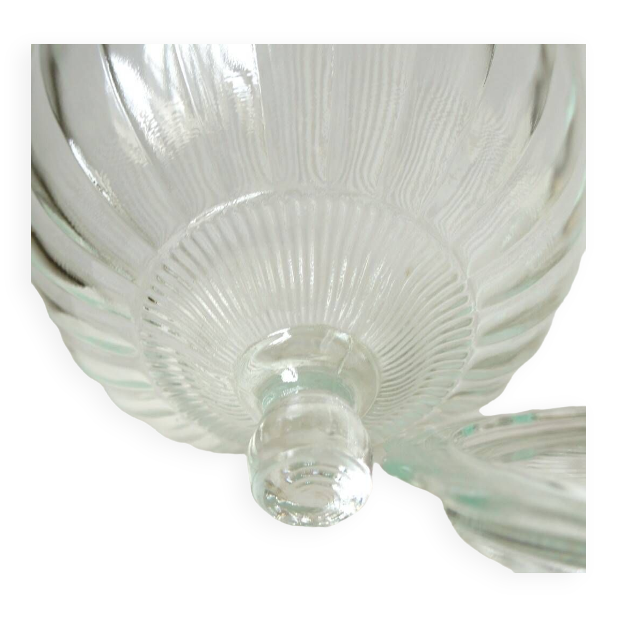 Bell & tray in chiseled & molded glass