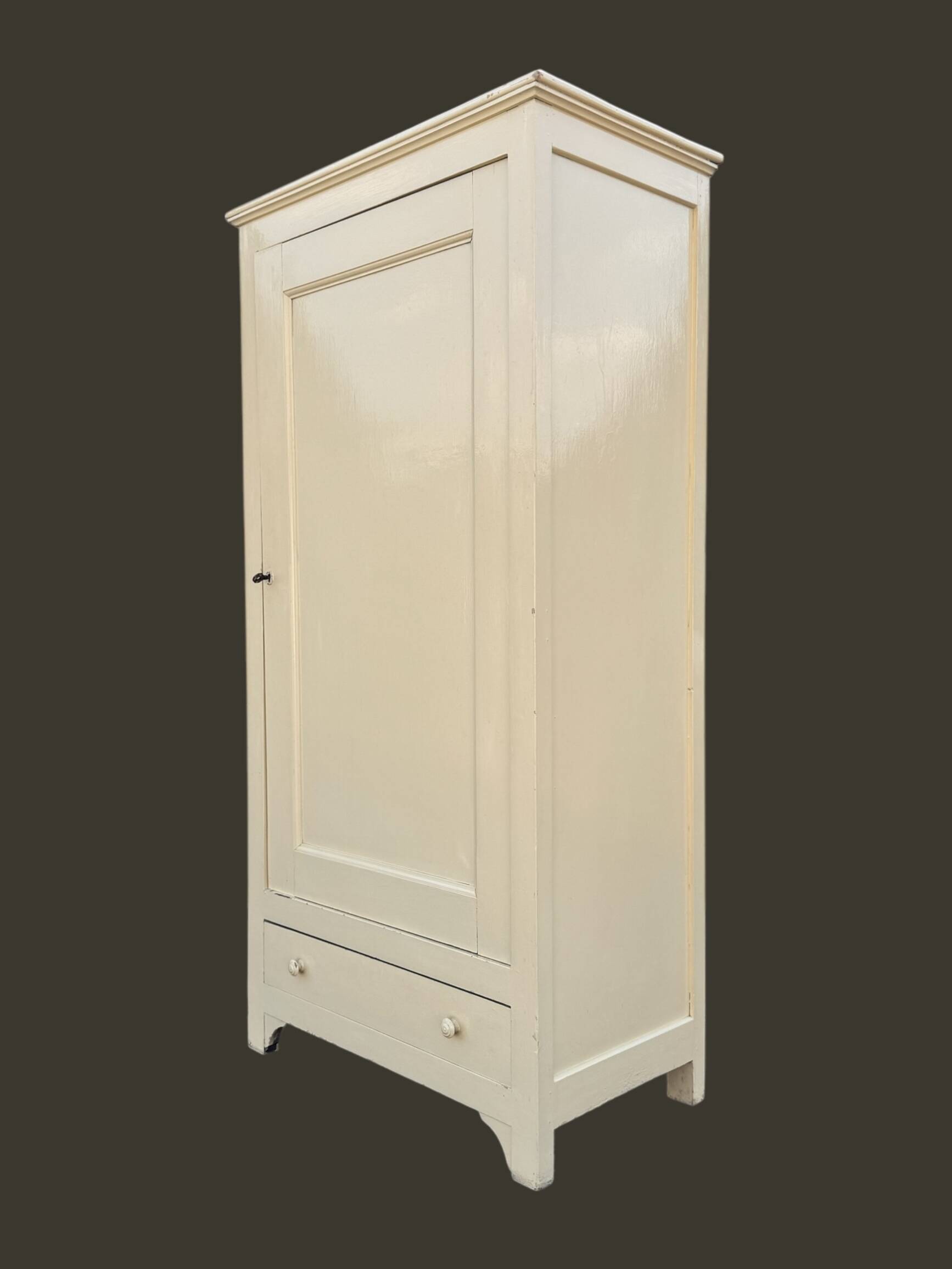 Antique painted wooden bonnet maker