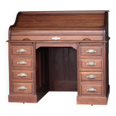 Bureau américain franco americain en acajou massif. vers 1900.