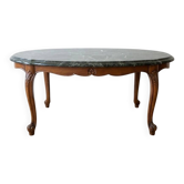 Large antique coffee table in Louis XV style – green marble top