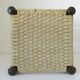 Vintage rustic stool, wooden ottoman footstool, wicker bench from the 1960