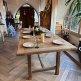 Solid wood farmhouse table with 2 extensions