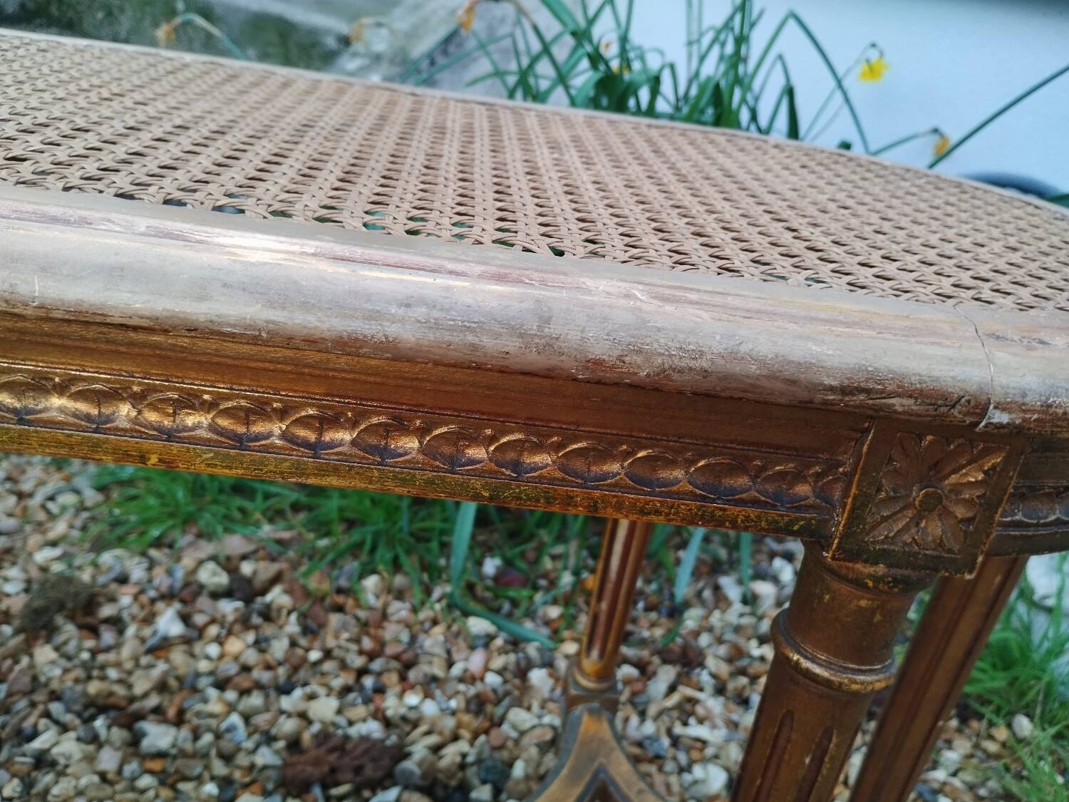 Louis XVI style gilded wood piano bench