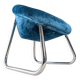 Pair of Italian Chrome and Blue Velvet Armchairs, 1970s