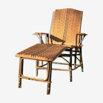 Chaise longue osier trés ancienne vintage
