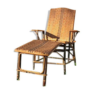 Chaise longue osier trés ancienne vintage
