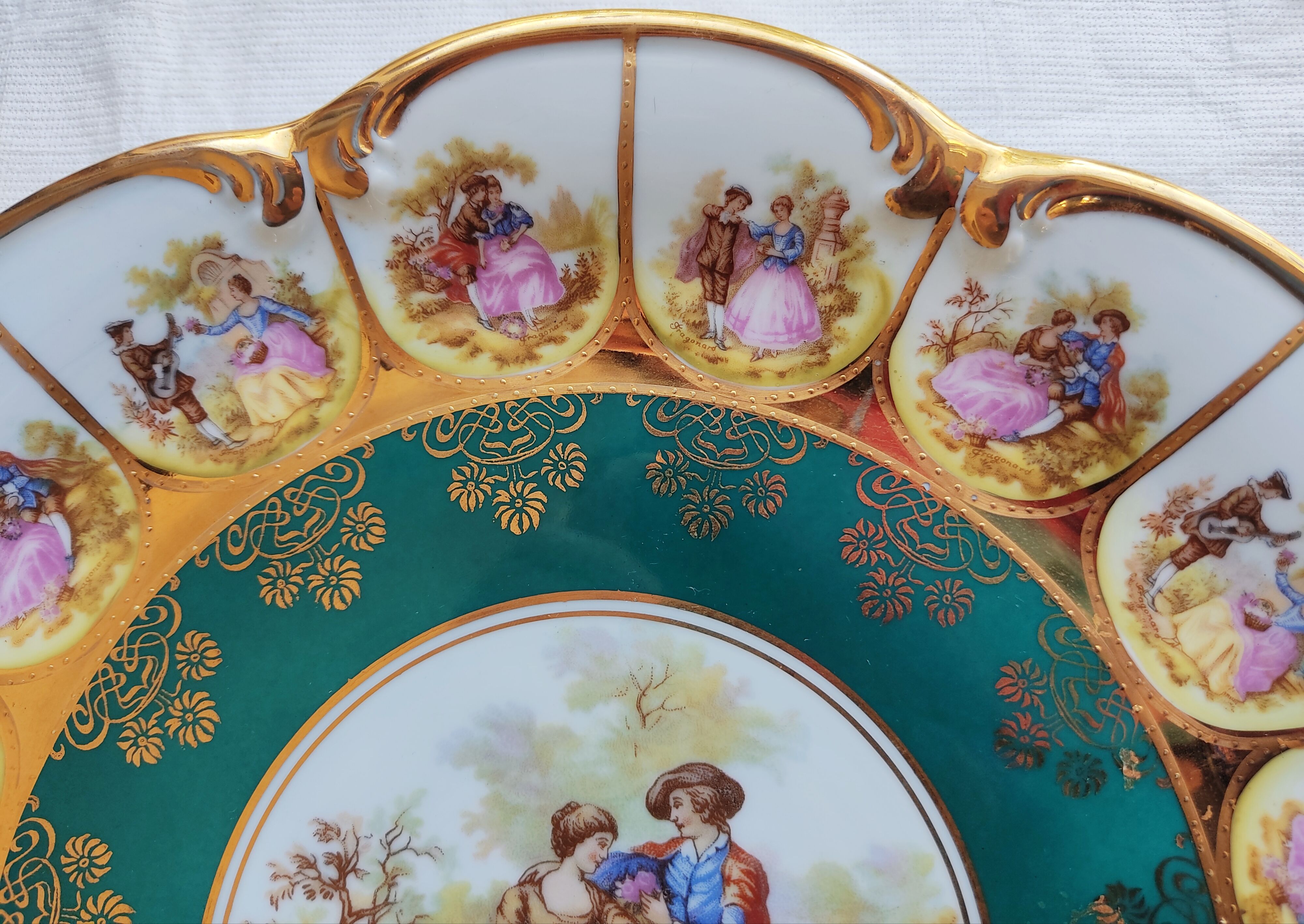 Porcelain dish Karlsbader decoration after Fragonard