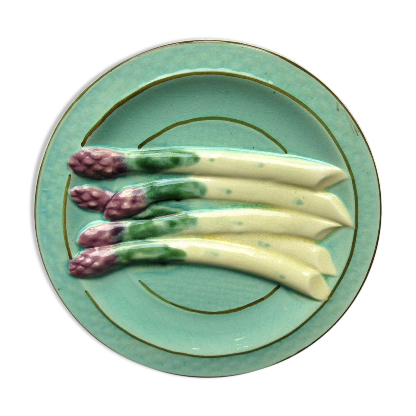 Asparagus dabbling plate signed Sarreguemines