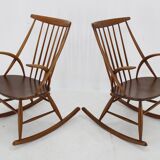 Chaise à bascule Illum Wikkelso Gyngestol No. 3 des années 1960 pour Niels Eilersen, 2 articles disponibles