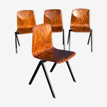 Suite of 4 Mullca Pagholz chairs in 60s pagwood