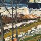 Large Original Swedish Oil on Panel – “Landscape with Houses and Trees” by Stig Hallblom – Signed – Vintage & Framed 90×59.5cm (35.4"×23.4")