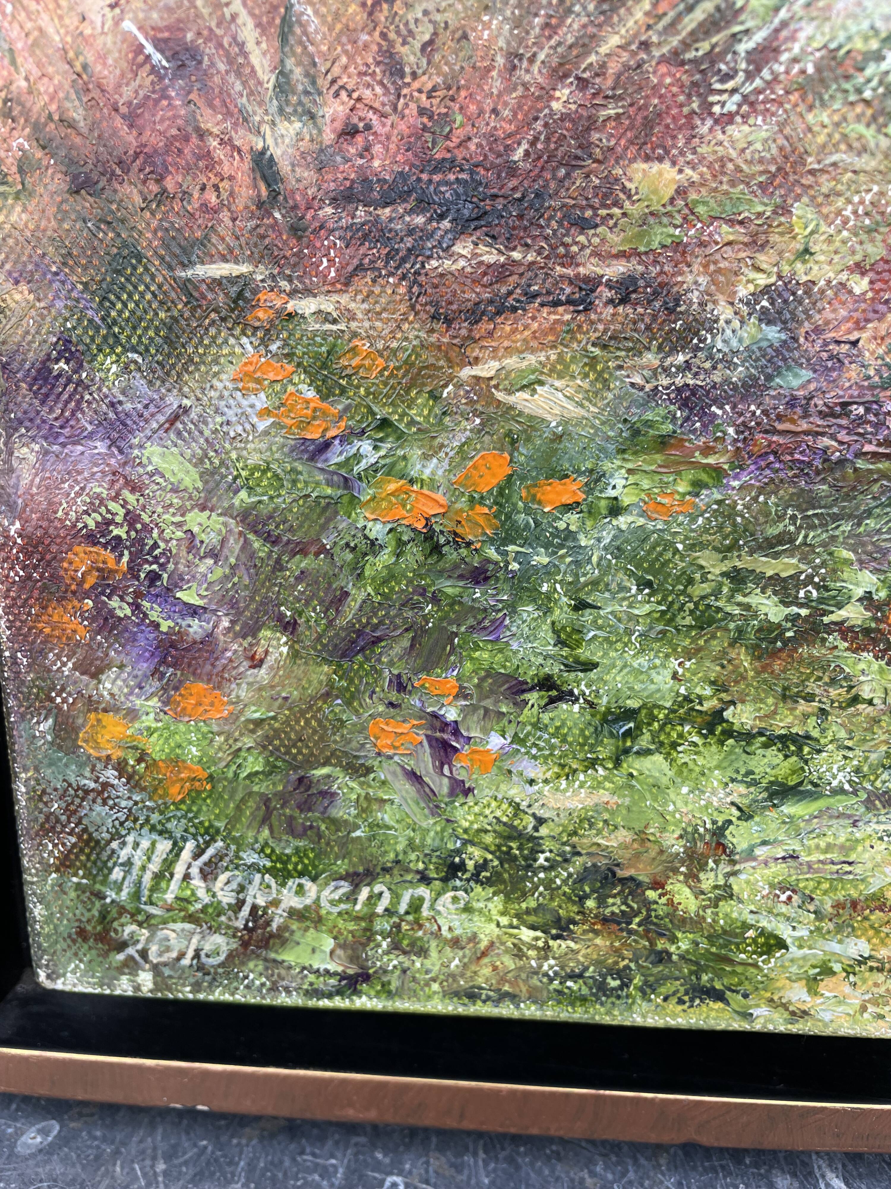 Animated landscape painting oil on canvas signed