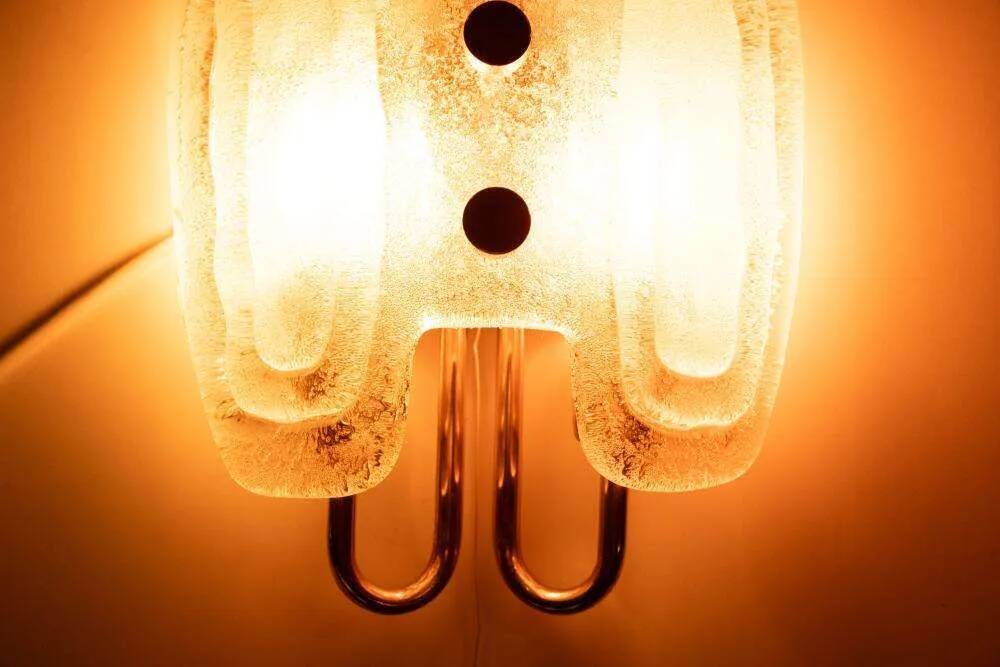 Space Age wall light in glass by Hillebrand, brass and glass.