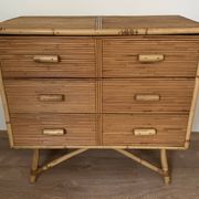 3-drawer rattan/bamboo chest of drawers attributed to Adrien Audoux and Frida Minnet. Circa 1950