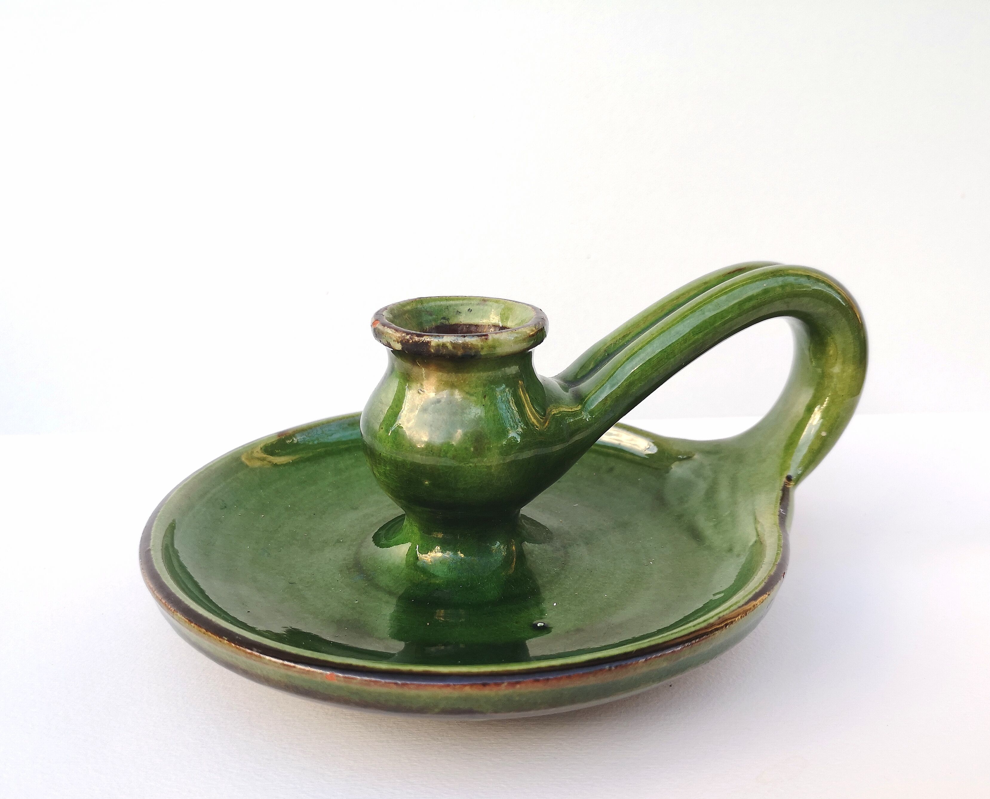 Glazed terracotta candle holder