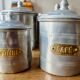 Série de 5 pots à épices fer blanc