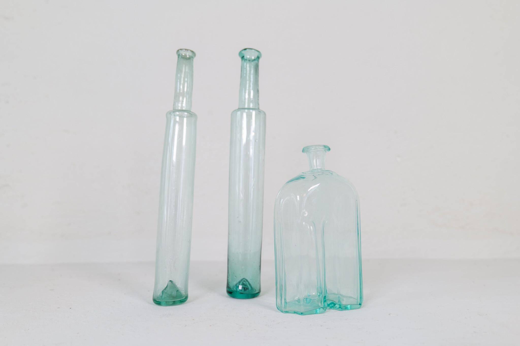 Antique set of 3 decorative bottles / vases from Sweden circa 1800