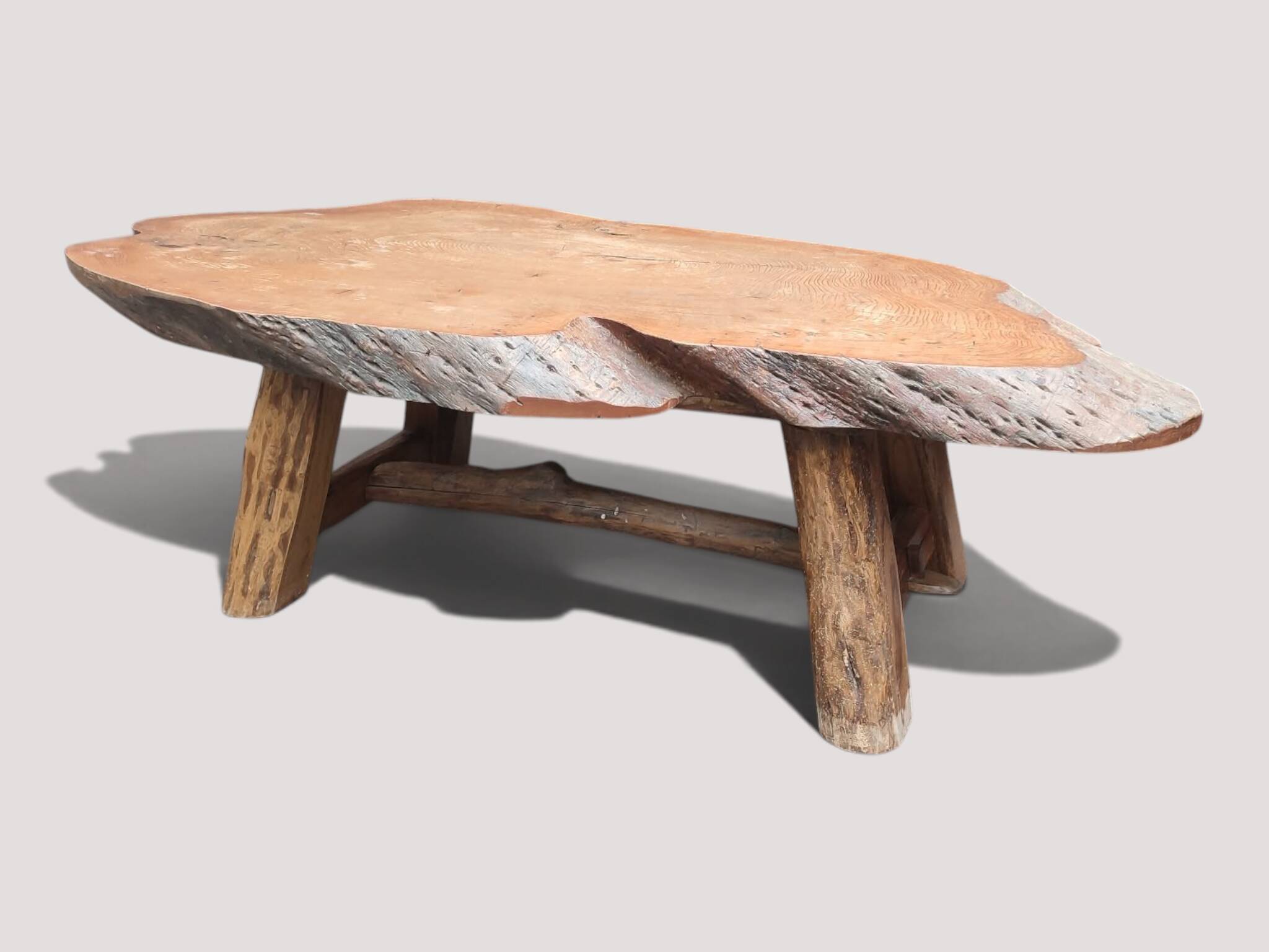 Solid wood coffee table - Section/cross-section of a century-old tree.