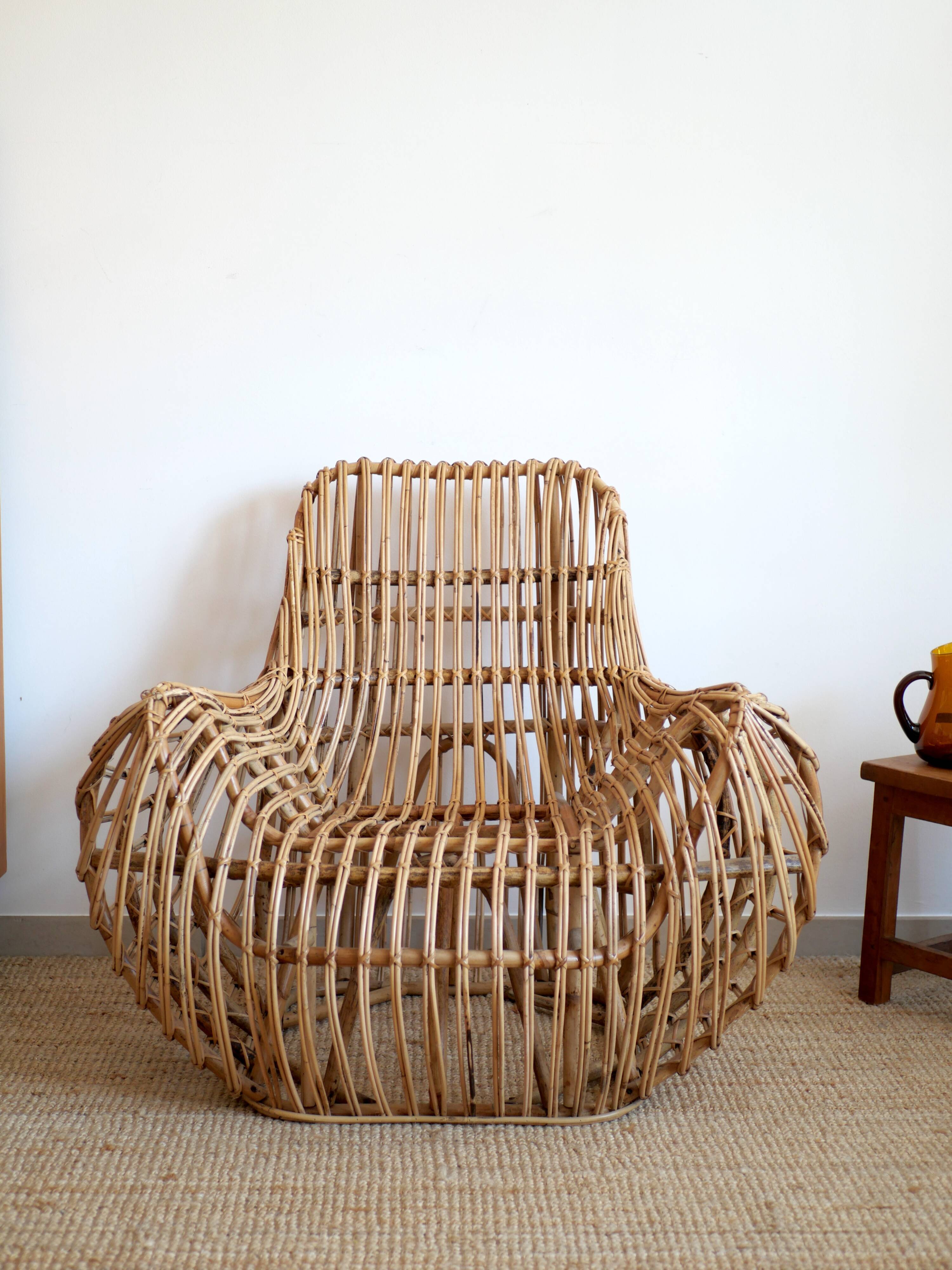 Designer rattan armchair