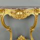 Console Murale De Style Louis XV En Bois Doré Et Marbre, XIXe Siècle