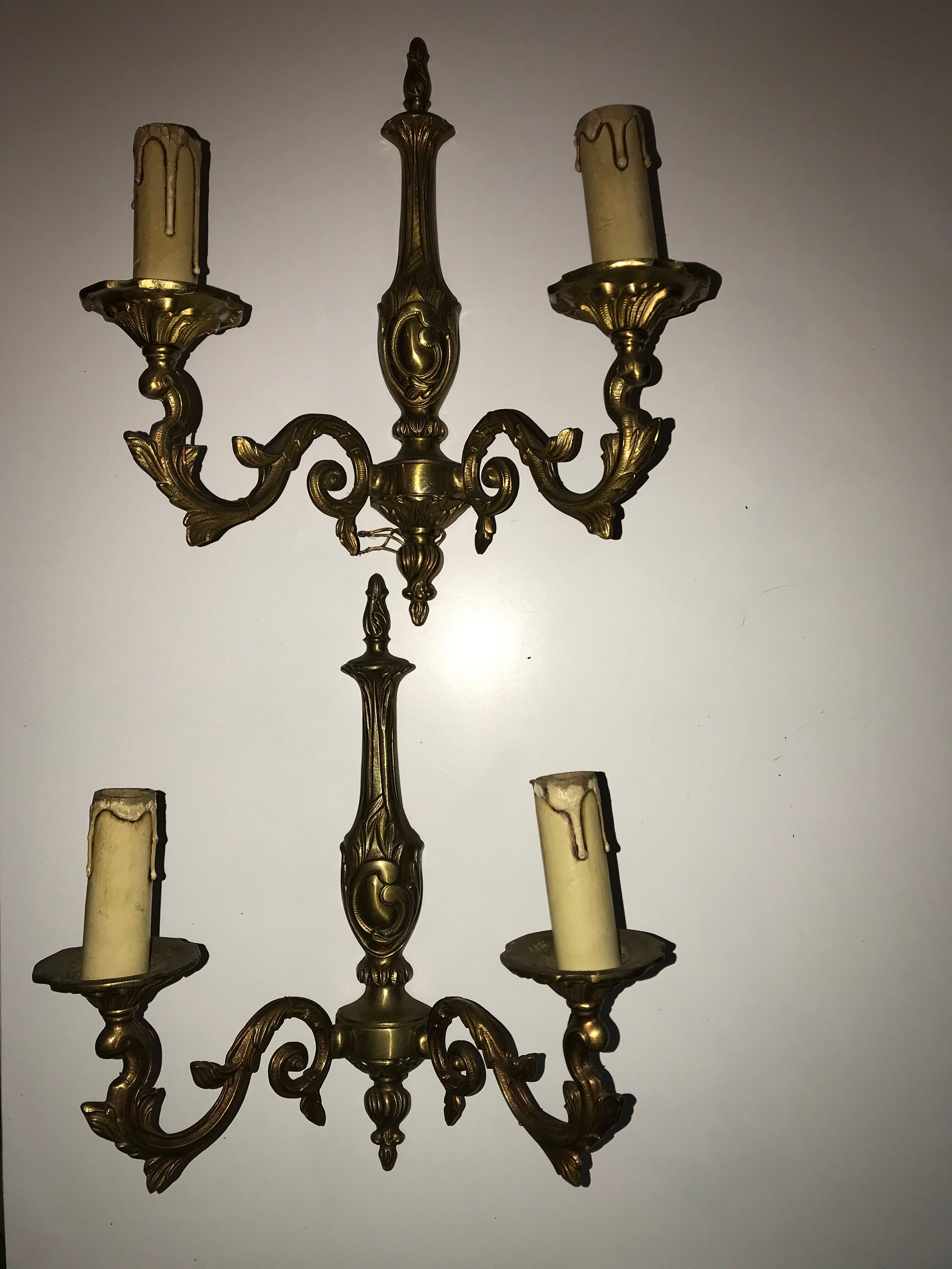 Pair of Louis XV style bronze wall sconces