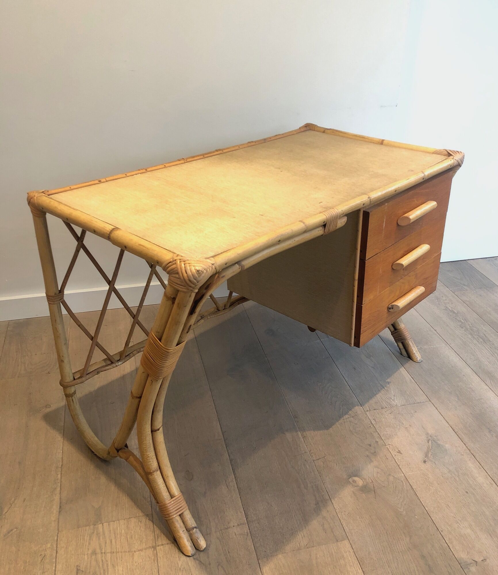Rattan desk around 1970