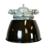 Grey explosion proof lamp with black enameled shade, 1970s